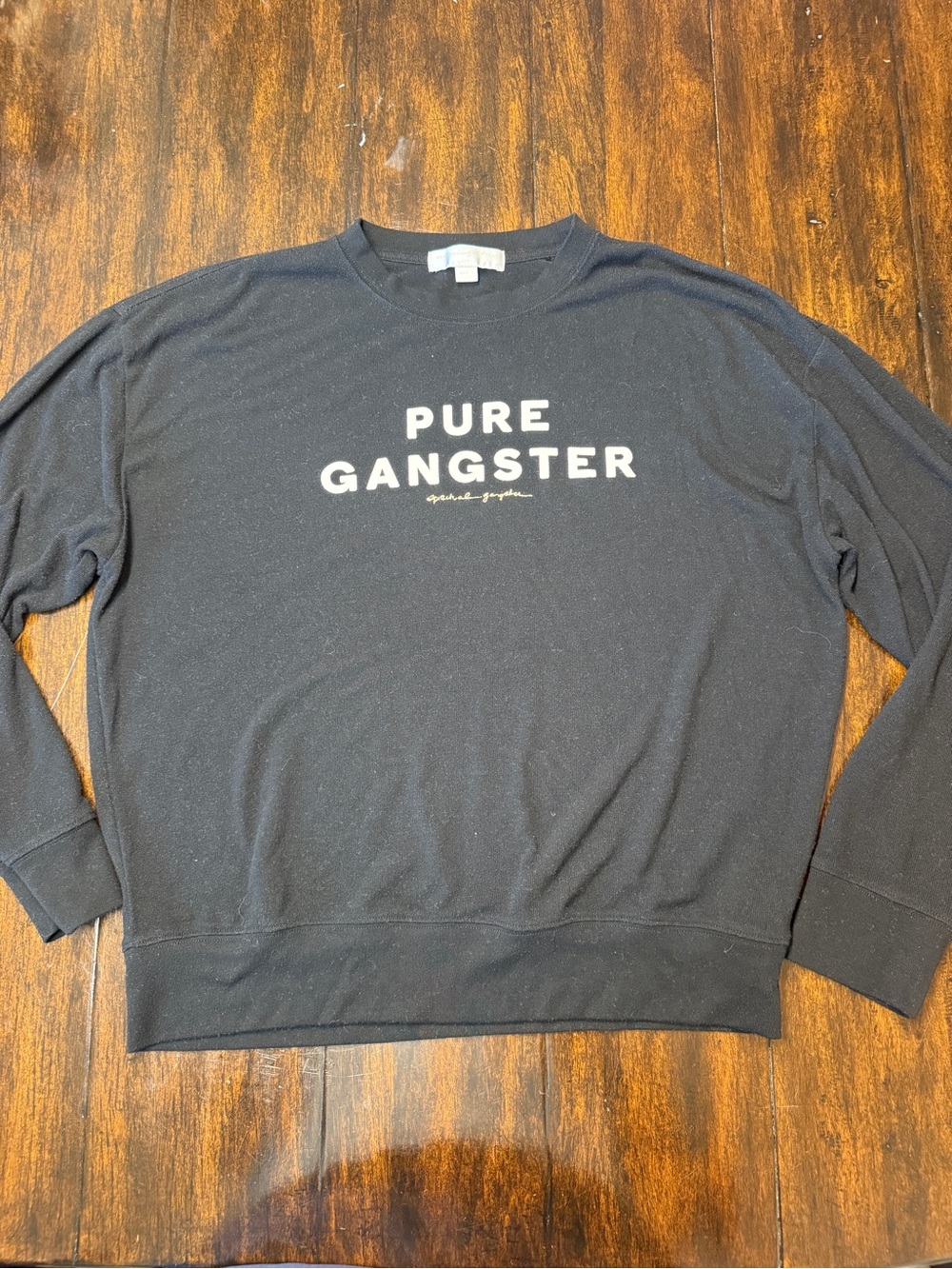 Pure Barre Black 'PURE GANGSTER' Crewneck light weight pullover
